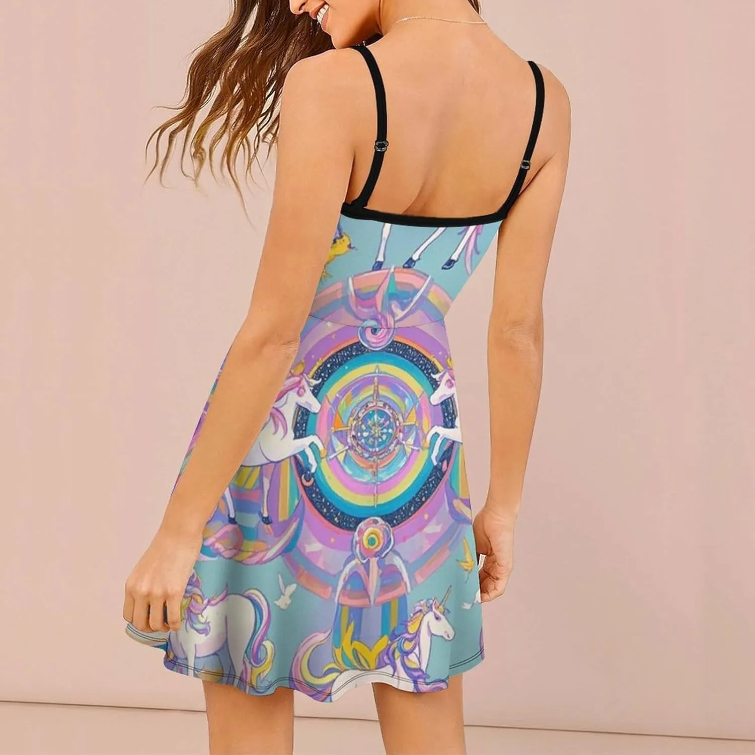 Women's V-Neck Sleeveless Loose Comfy Swing Sundress for Party Beach Date