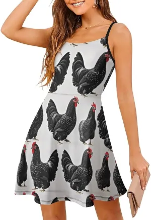 Women's V-Neck Sleeveless Loose Comfy Swing Sundress for Party Beach Date
