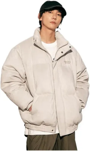 Women's Y2K Vintage Puffer Padded Jacket Aesthetics Suede Quilted Stand Collar Down Harajuku Long Sleeve Zip Top