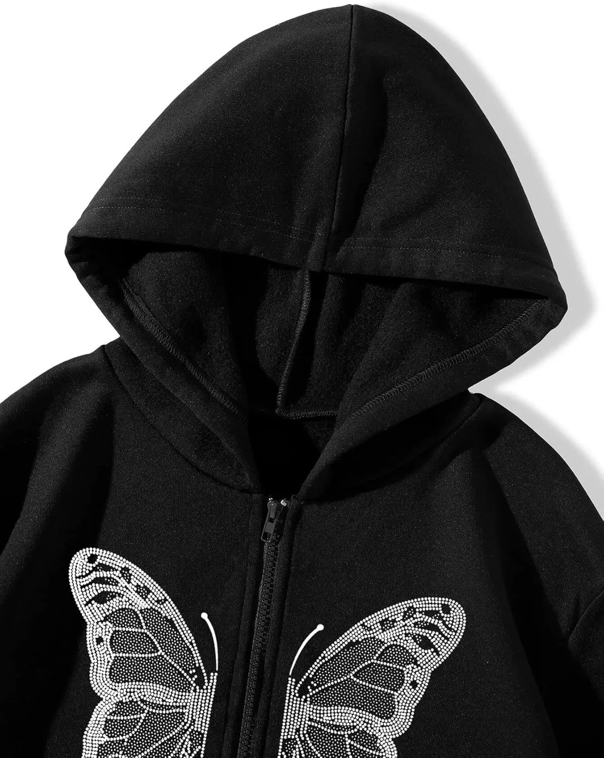 Women's Y2K Zip Up Hoodie Grunge Butterfly Print Sweatshirt Graphic Oversized Vintage Jacket with Pocket Clothing