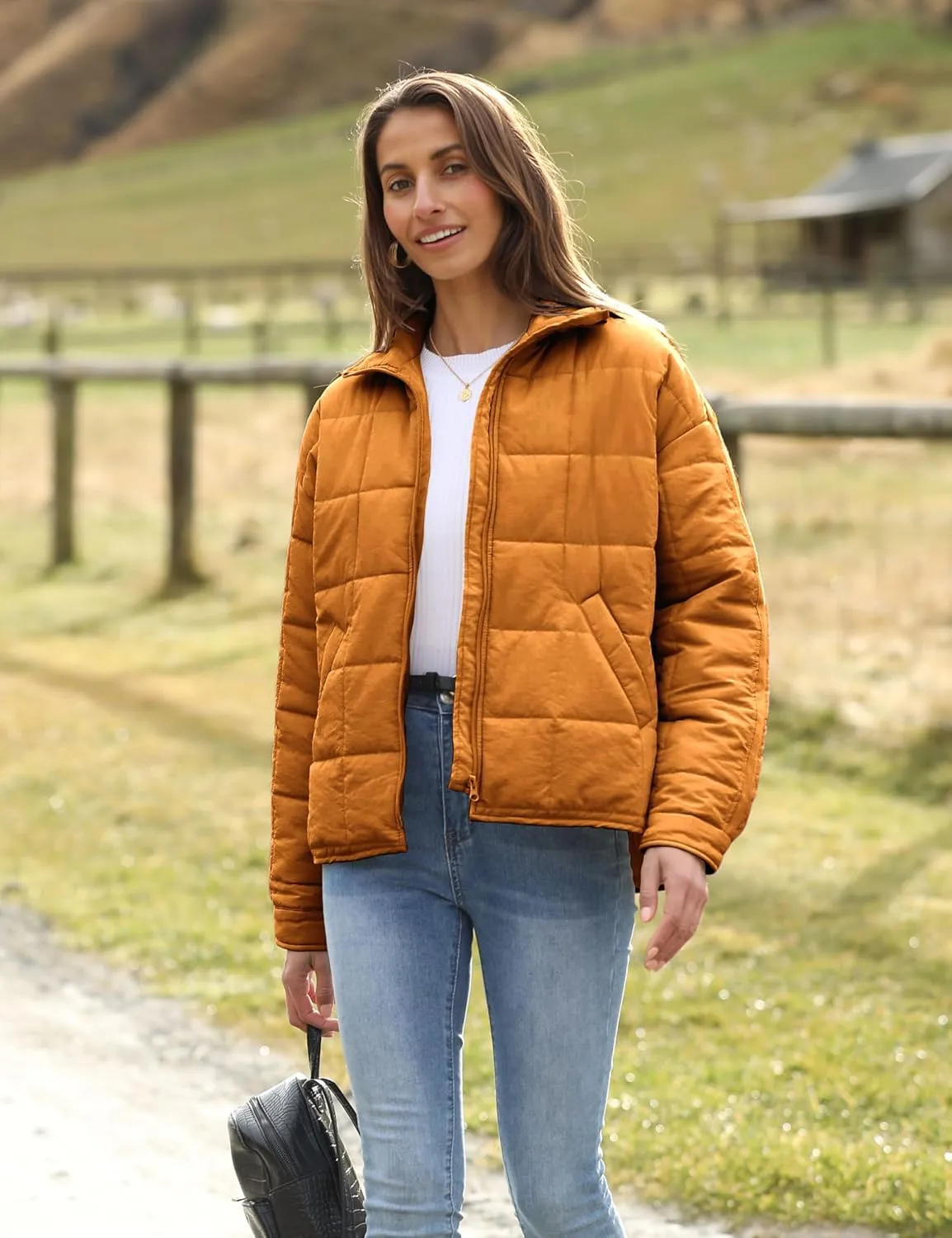 Xiaoxuemeng Womens Quilted Puffer Jacket Zip Up Lightweight Padded Coat Outwear