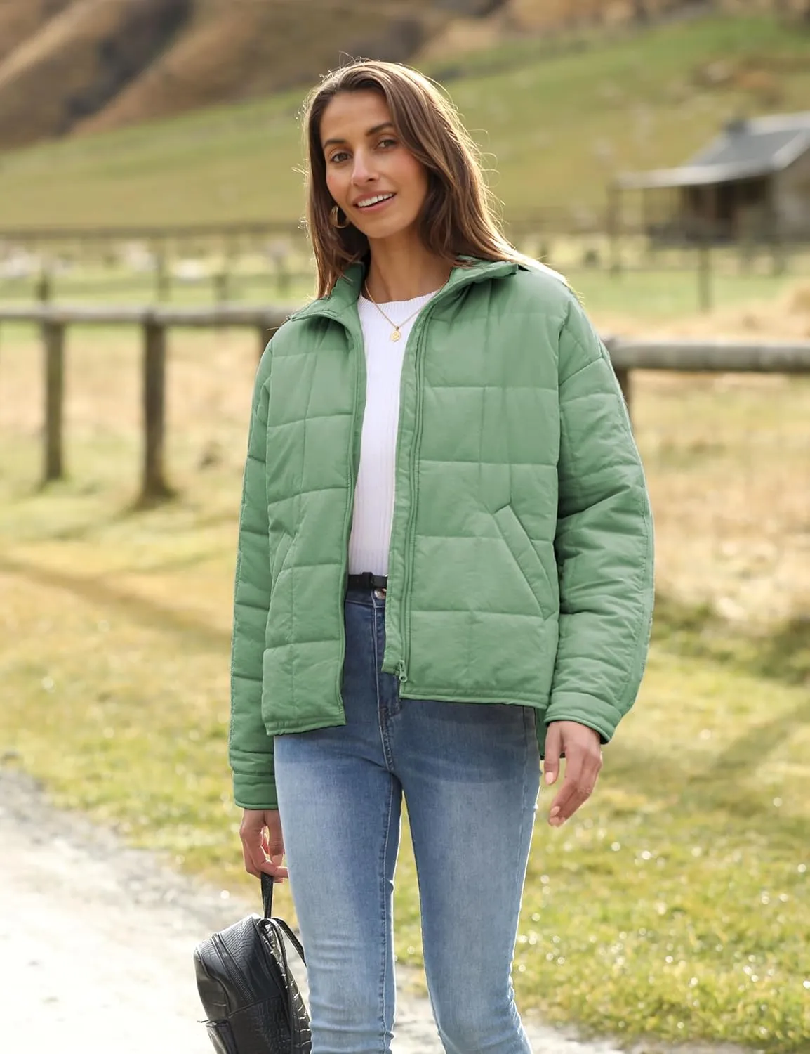 Xiaoxuemeng Womens Quilted Puffer Jacket Zip Up Lightweight Padded Coat Outwear