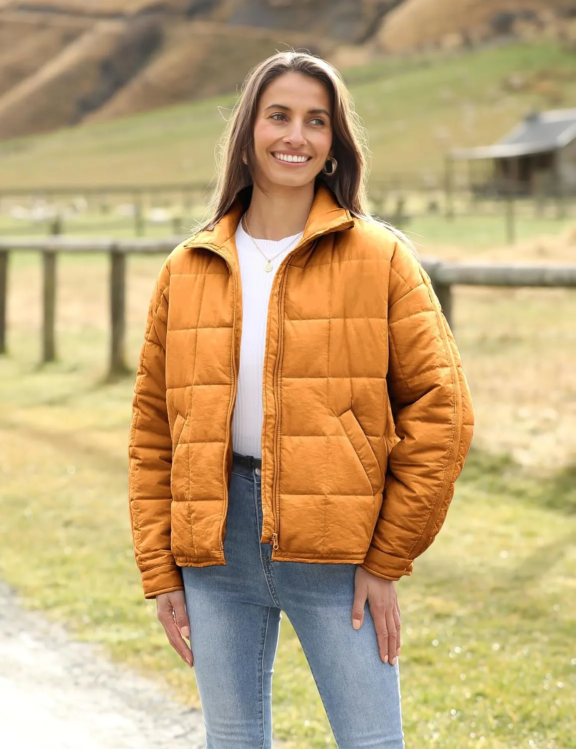 Xiaoxuemeng Womens Quilted Puffer Jacket Zip Up Lightweight Padded Coat Outwear
