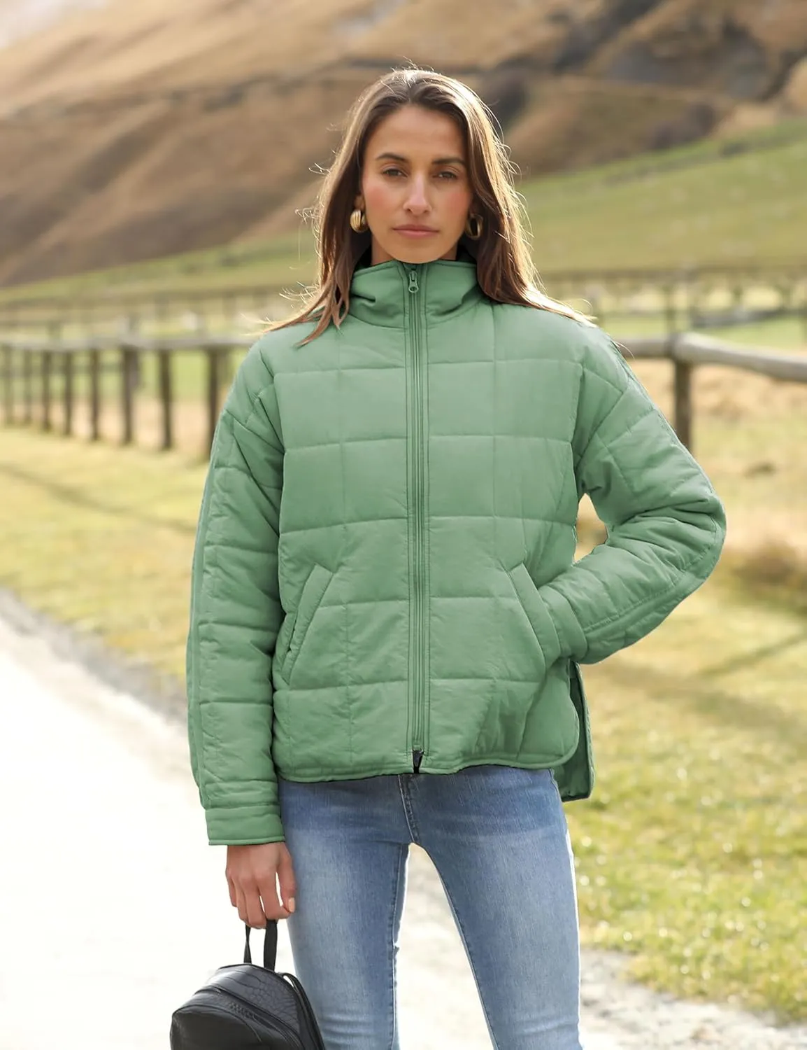 Xiaoxuemeng Womens Quilted Puffer Jacket Zip Up Lightweight Padded Coat Outwear