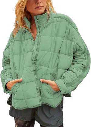 Xiaoxuemeng Womens Quilted Puffer Jacket Zip Up Lightweight Padded Coat Outwear