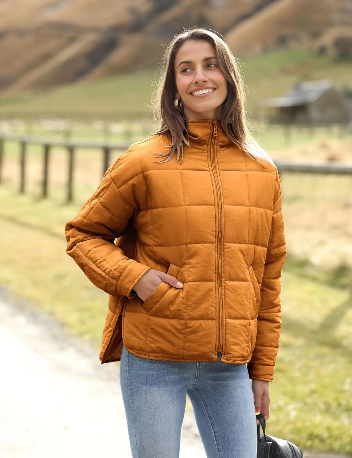 Xiaoxuemeng Womens Quilted Puffer Jacket Zip Up Lightweight Padded Coat Outwear