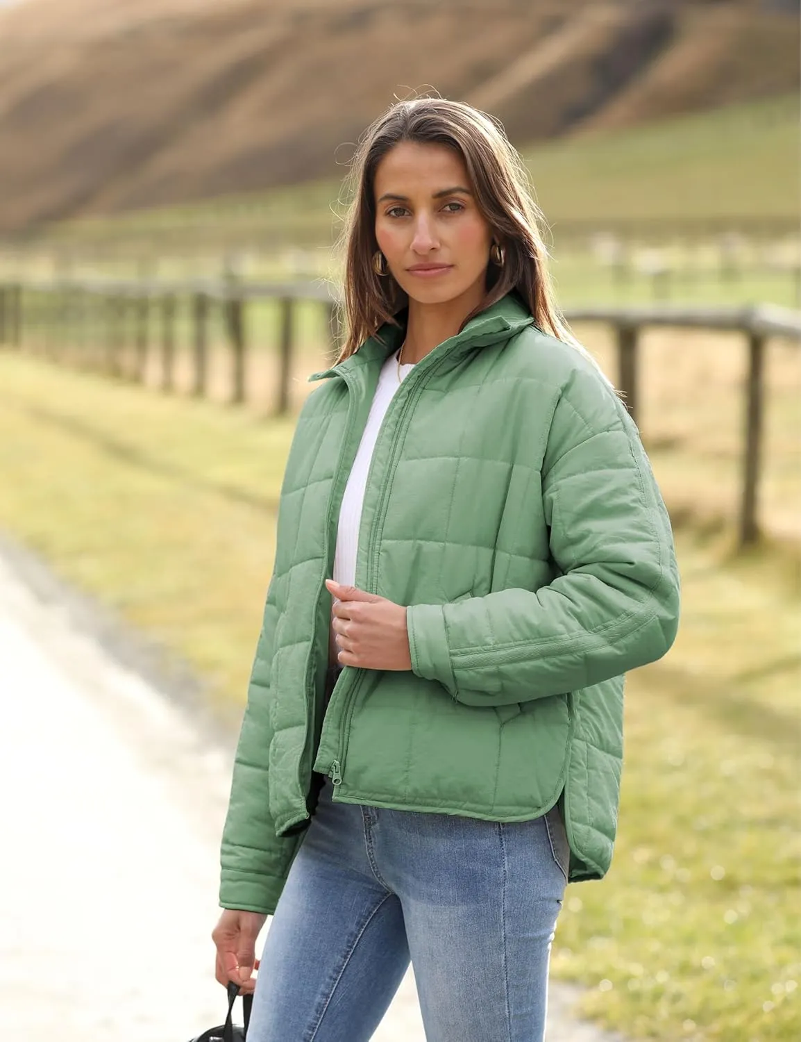 Xiaoxuemeng Womens Quilted Puffer Jacket Zip Up Lightweight Padded Coat Outwear