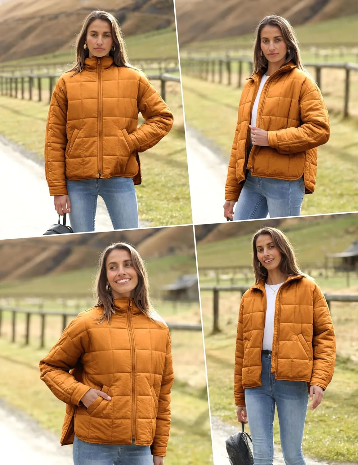 Xiaoxuemeng Womens Quilted Puffer Jacket Zip Up Lightweight Padded Coat Outwear