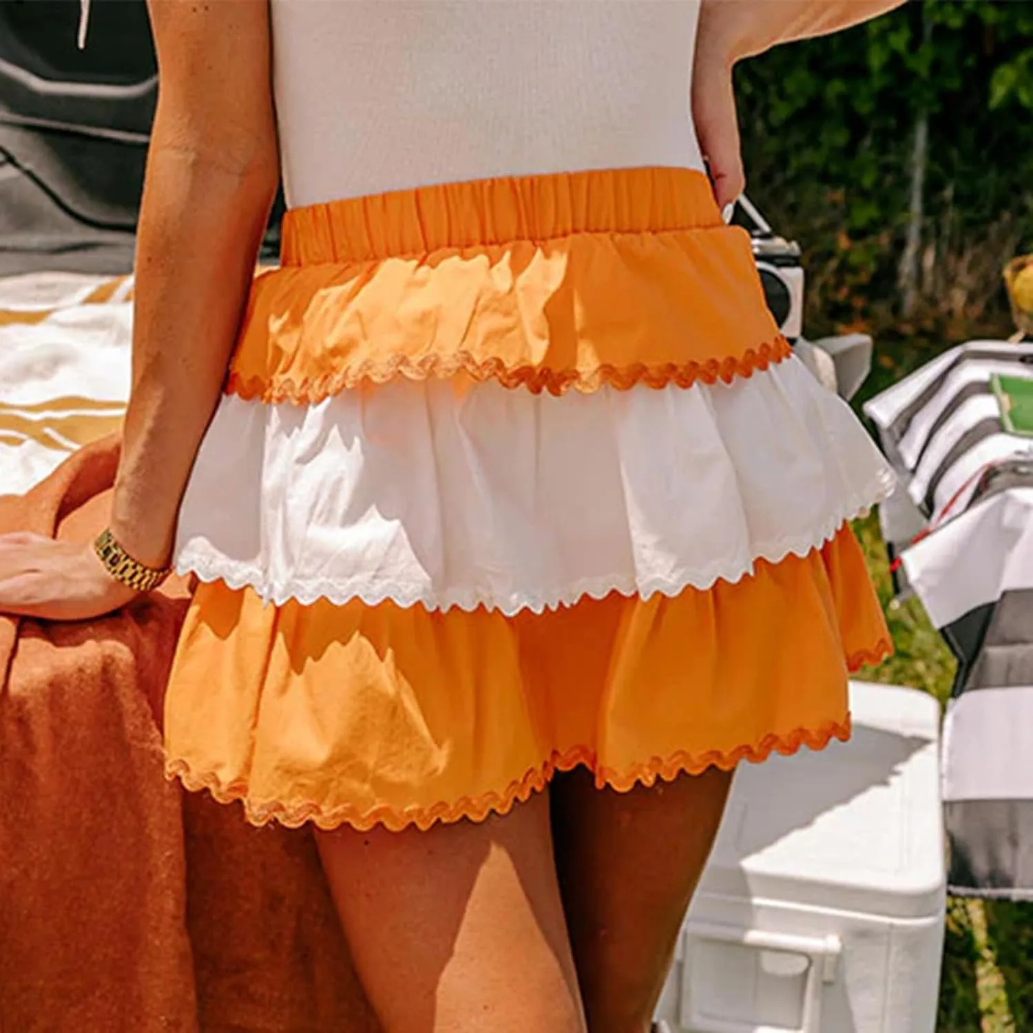 Y2k Women Ruffle Mini Skirt A Line Flared Layered Short Skirts Pleated Micro Shirt Flowy Slip Skirts Underskirt