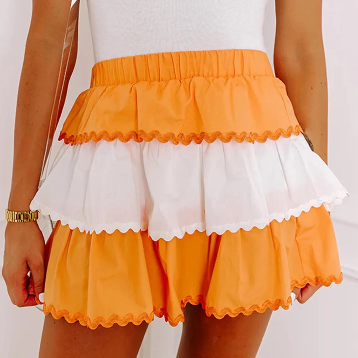 Y2k Women Ruffle Mini Skirt A Line Flared Layered Short Skirts Pleated Micro Shirt Flowy Slip Skirts Underskirt