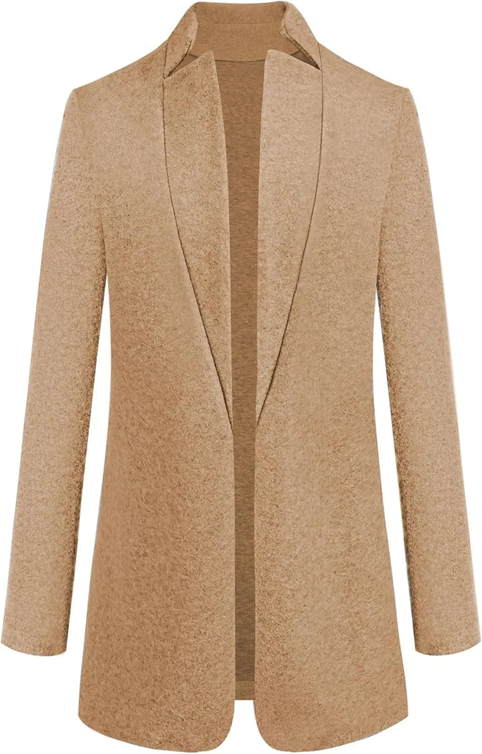 YMING Womens Casual Wool Blend Long Pea Coats Jackets Notched Open Front Outerwear Slim Fit Winter Overcoats