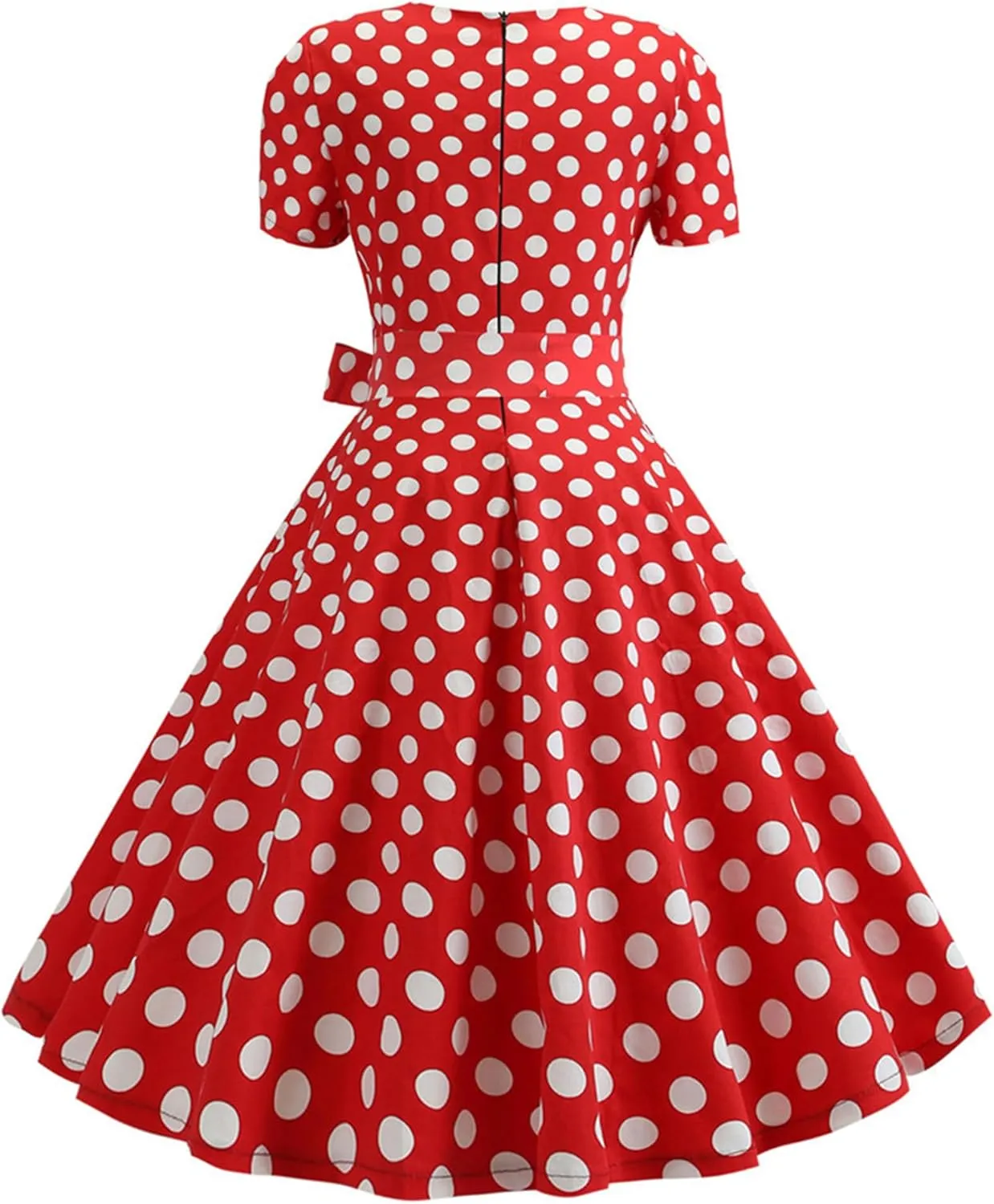 YMING Womens Lapel V-Neck Cocktail Dress 1950s Button Down Rockabilly Dress Vintage Prom Swing Midi Dress