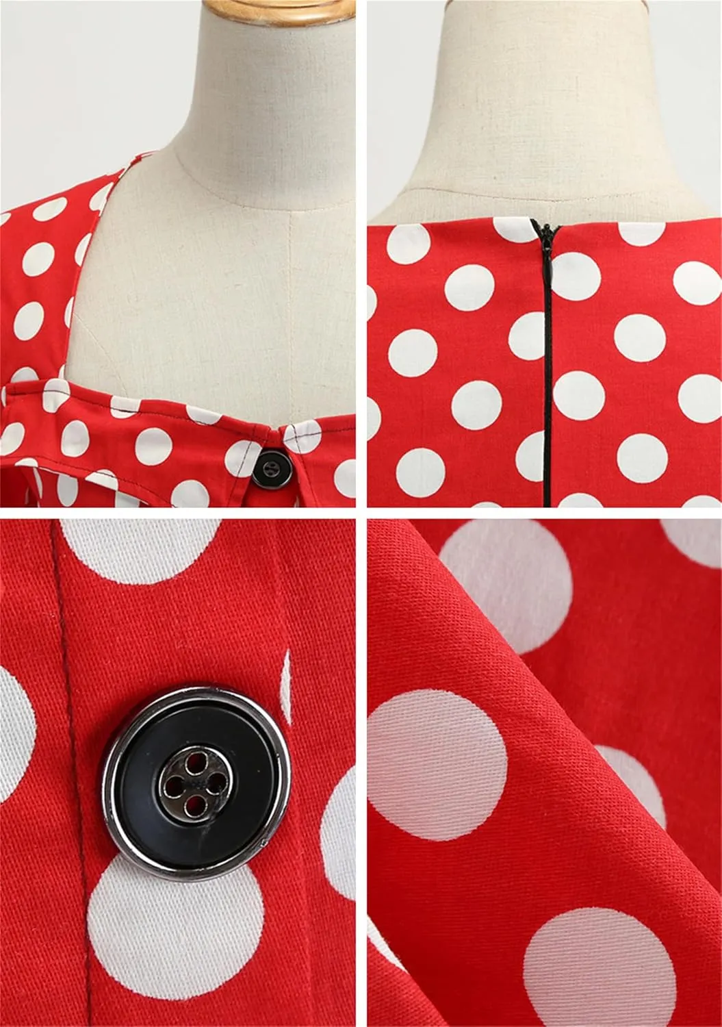 YMING Womens Lapel V-Neck Cocktail Dress 1950s Button Down Rockabilly Dress Vintage Prom Swing Midi Dress