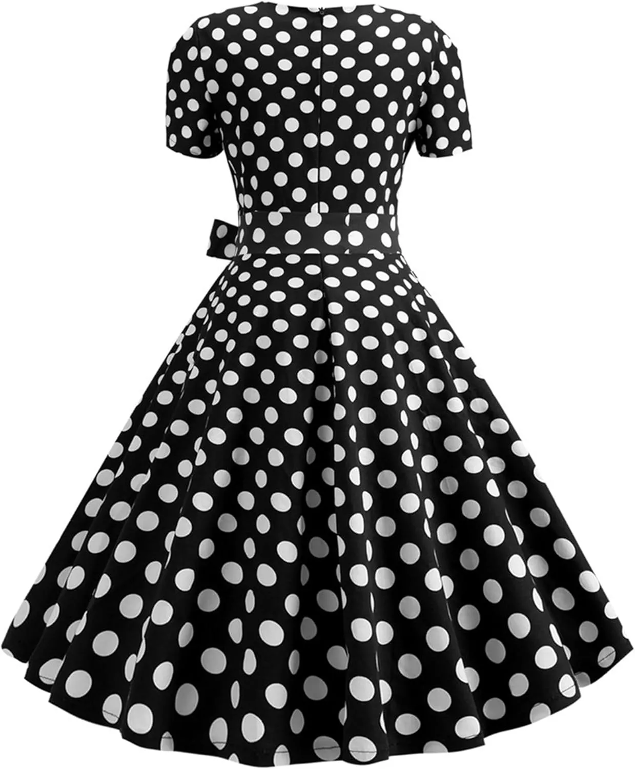 YMING Womens Lapel V-Neck Cocktail Dress 1950s Button Down Rockabilly Dress Vintage Prom Swing Midi Dress