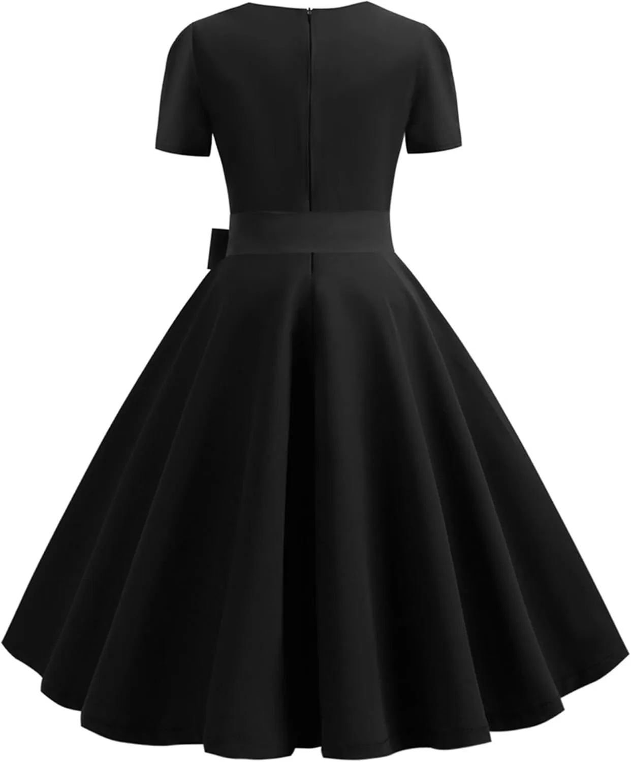 YMING Womens Lapel V-Neck Cocktail Dress 1950s Button Down Rockabilly Dress Vintage Prom Swing Midi Dress