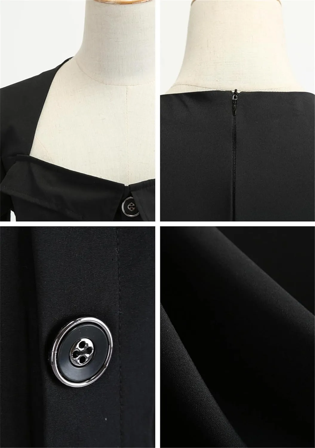 YMING Womens Lapel V-Neck Cocktail Dress 1950s Button Down Rockabilly Dress Vintage Prom Swing Midi Dress