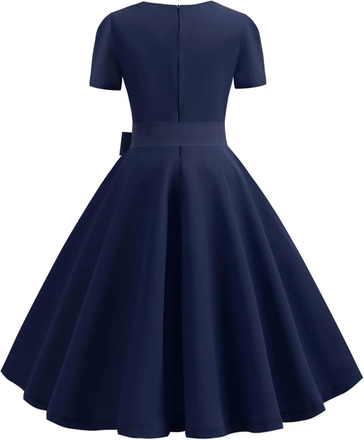 YMING Womens Lapel V-Neck Cocktail Dress 1950s Button Down Rockabilly Dress Vintage Prom Swing Midi Dress