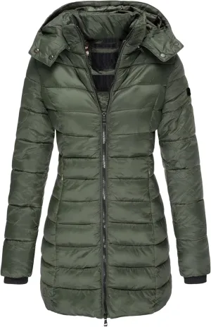 YMING Women's Winter Hooded Coat Warm Solid Color Jacket Long Puffer Parka with Pockets