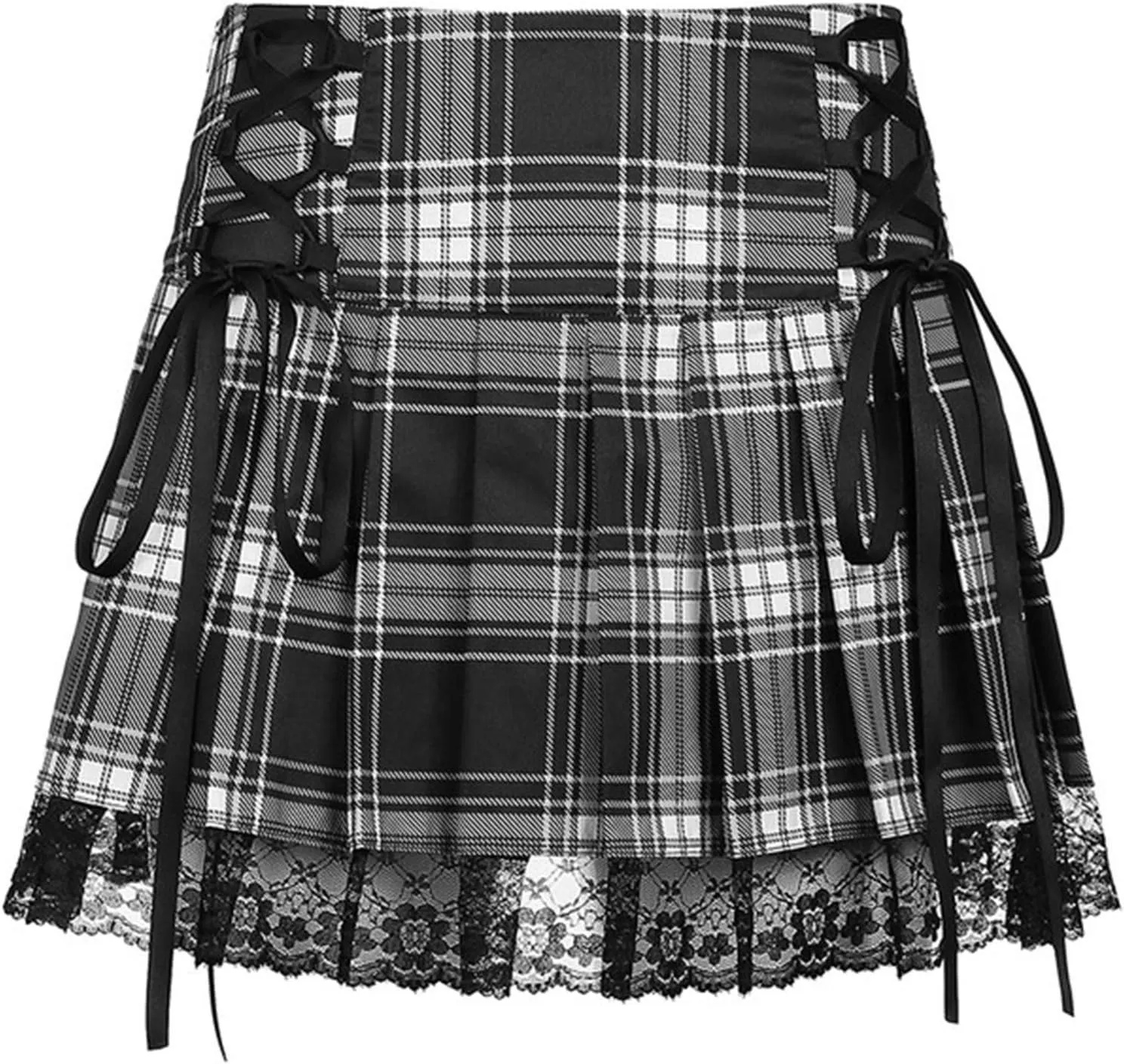 Yuemengxuan Women Y2K High Waist Pleated Mini Skirt Goth Mini Skirt Girls A-line Gothic Punk Mini Skirt Party Streetwear