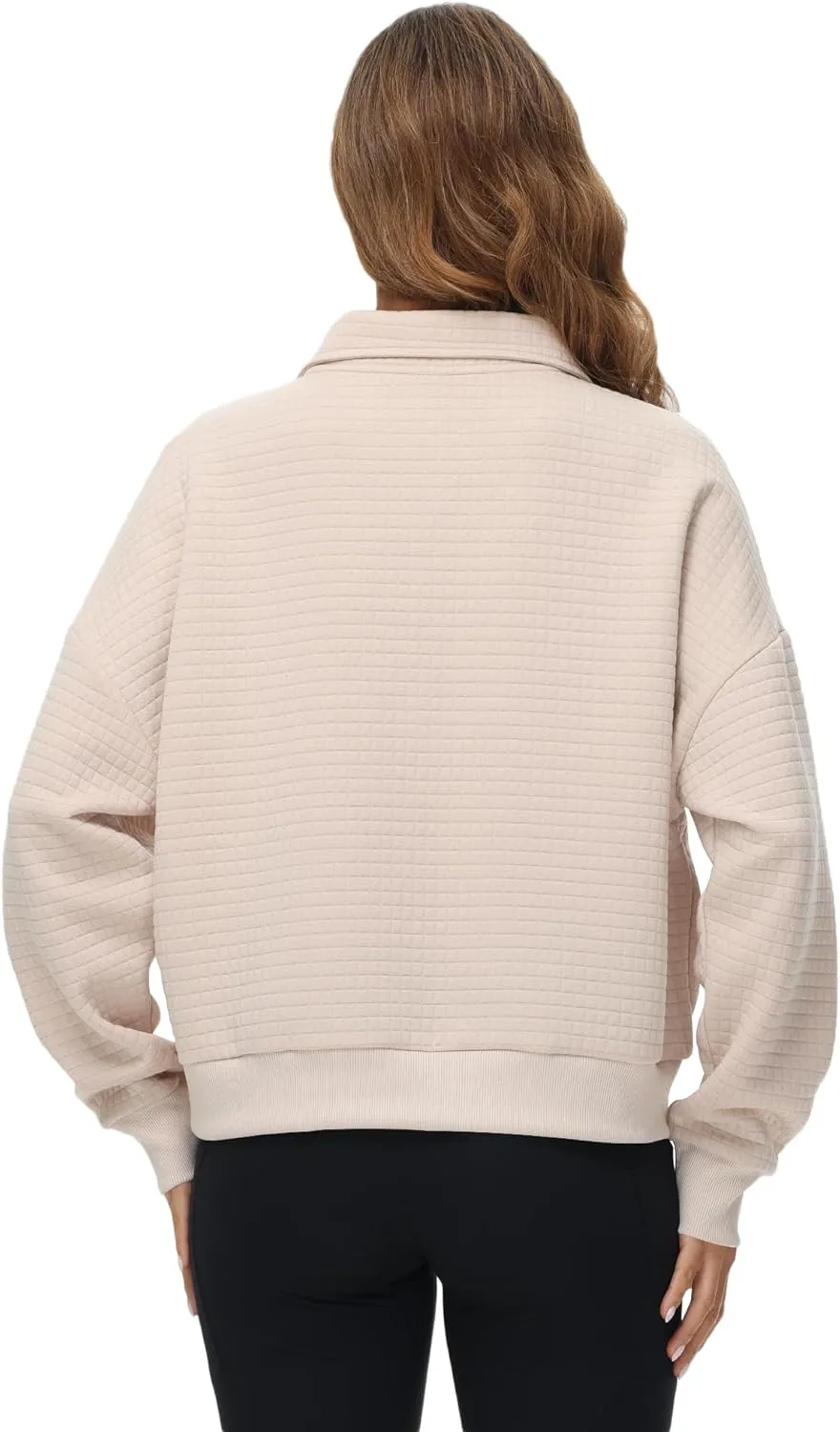 YuKaiChen Womens Sweatshirts Half Zip Cropped Quarter Zipper Hoodies Waffle Pullover Tops with Pocket