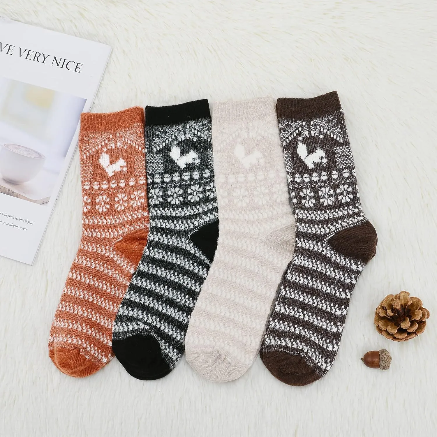 Zando Womens Wool Socks Winter Athletic Socks Crew Sock Warm Hiking Merino Wool Socks Soft Thick Mid Calf